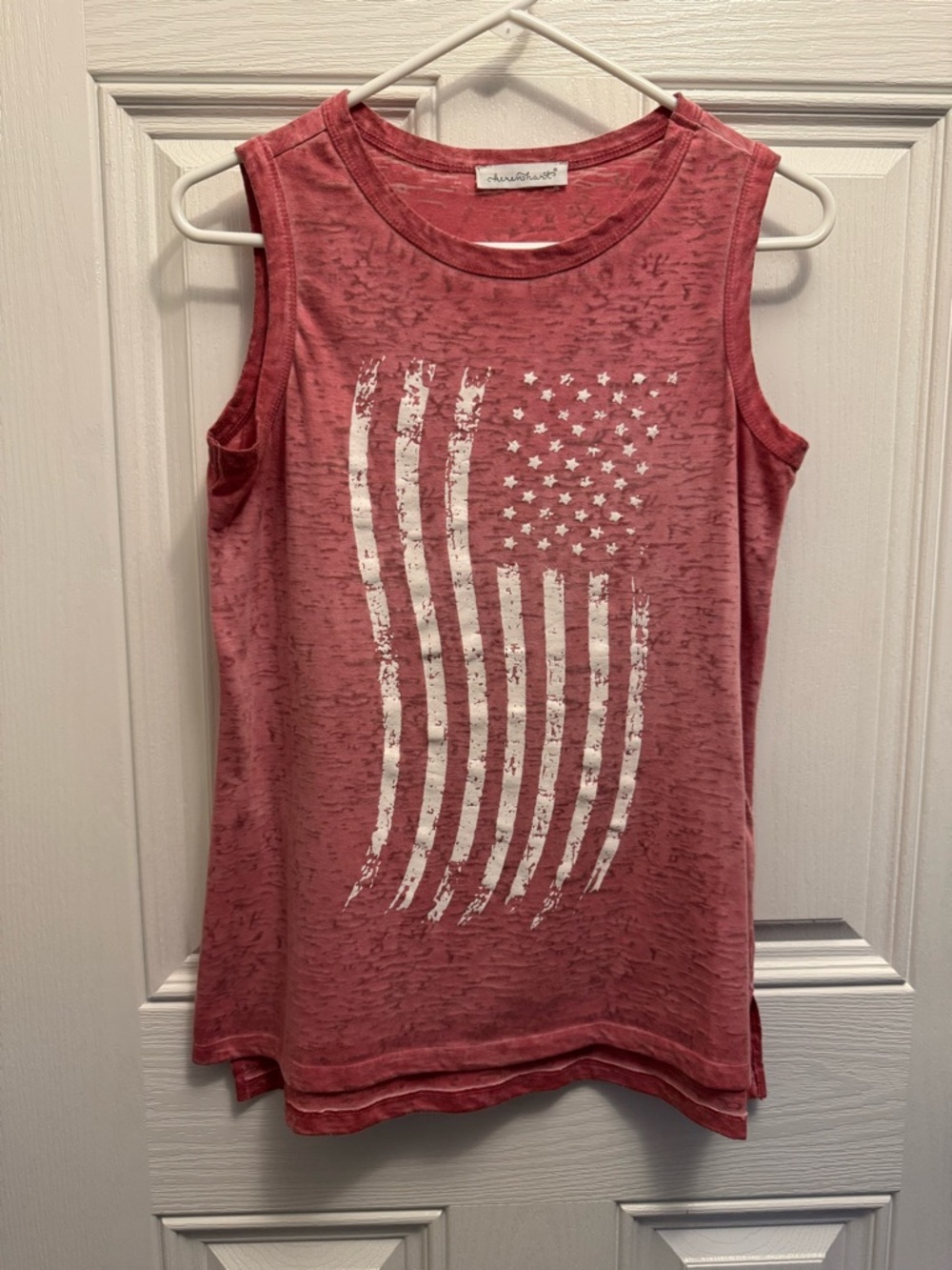 KEREN hart Red Burnout Tee with Subtle Print